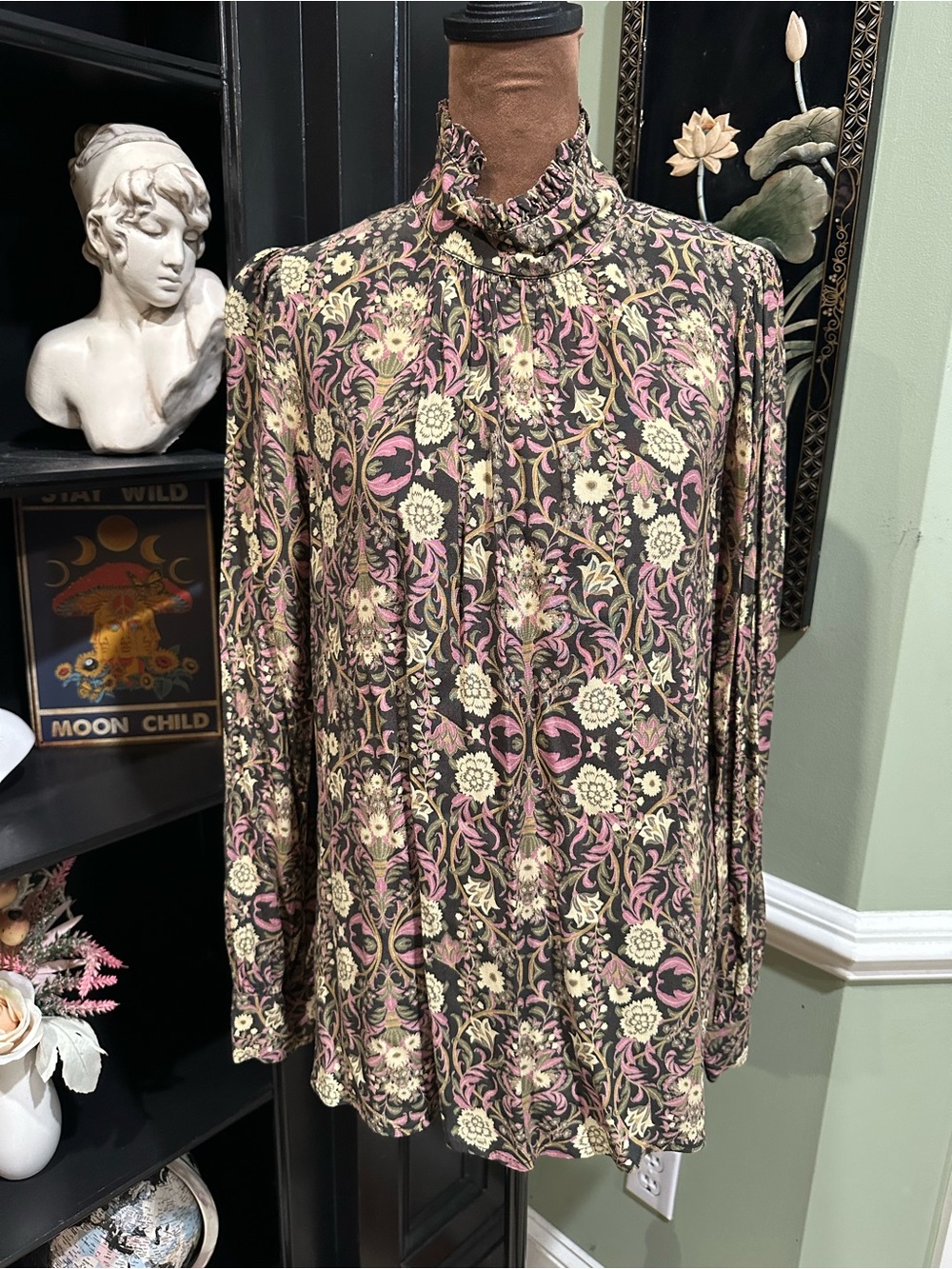Grain de Malice Vintage‑Inspired Purple Floral Blouse – Size 38/Medium